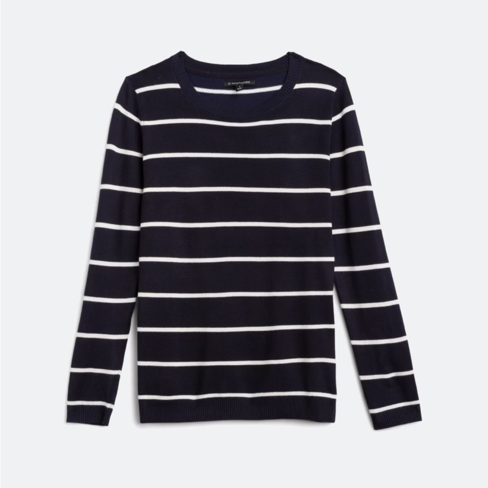 NWT 41 Hawthorn Aubree fine gauge crewneck sweater, navy, size M